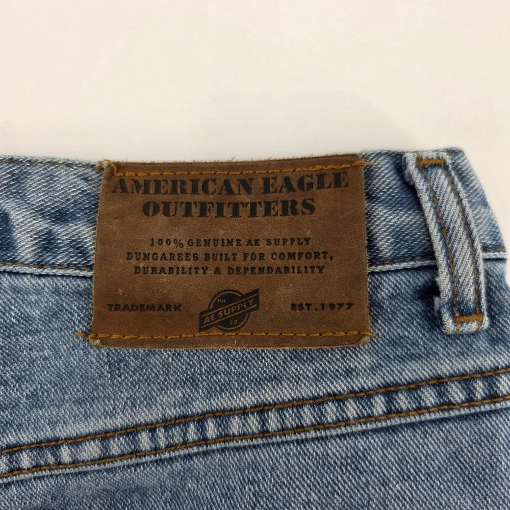 VTG 90's American Eagle Dungarees Mens Jeans Denim Straight Leg Pants Size 34x32
